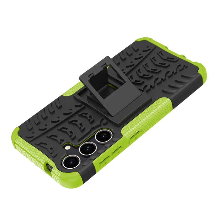 For Samsung Galaxy S24 5G Tire Texture TPU + PC Phone Case with Holder(Green) - Galaxy S24 5G Cases by buy2fix | Online Shopping UK | buy2fix