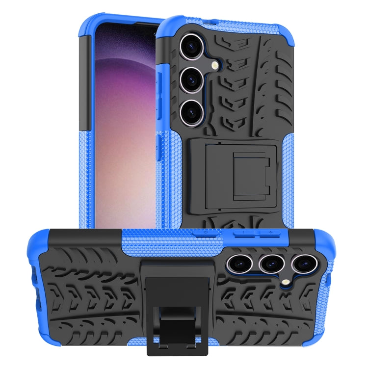 For Samsung Galaxy S24 5G Tire Texture TPU + PC Phone Case with Holder(Blue) - Galaxy S24 5G Cases by buy2fix | Online Shopping UK | buy2fix