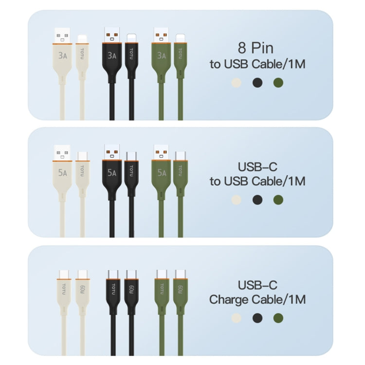 TOTU CB-6-L 15W USB to 8 Pin Silicone Data Cable, Length: 1m(Green) - Normal Style Cable by TOTUDESIGN | Online Shopping UK | buy2fix