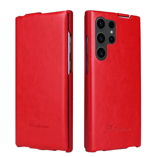 For Samsung Galaxy S24 Ultra 5G Fierre Shann 64 Texture Vertical Flip PU Leather Phone Case(Red) - Galaxy S24 Ultra 5G Cases by FIERRE SHANN | Online Shopping UK | buy2fix