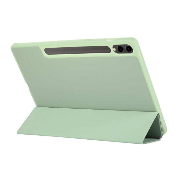 For Samsung Galaxy Tab S9 FE+ 3-Fold Pure Color TPU Leather Tablet Case with Pen Slot(Green) - Galaxy Tab S9 FE+ by buy2fix | Online Shopping UK | buy2fix