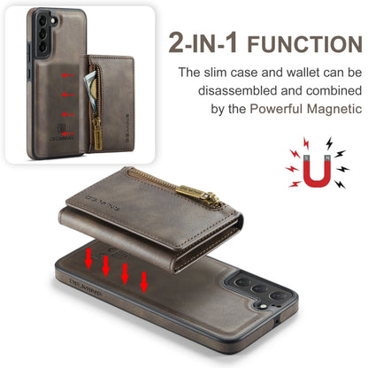 For Samsung Galaxy S22 DG.MING M5 Series Zip RFID Multi Card Detachable Leather Phone Case(Coffee) - Galaxy S22 5G Cases by DG.MING | Online Shopping UK | buy2fix