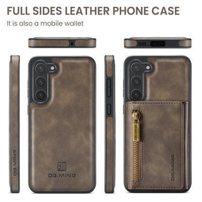 For Samsung Galaxy S23 DG.MING M5 Series Zip RFID Multi Card Detachable Leather Phone Case(Coffee) - Galaxy S23 5G Cases by DG.MING | Online Shopping UK | buy2fix