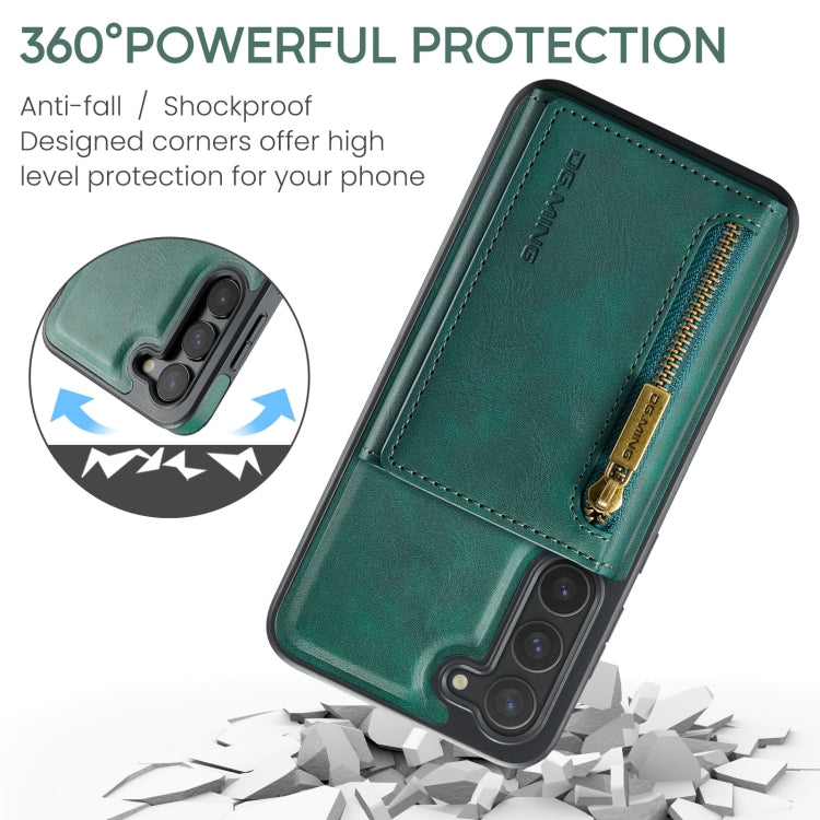 For Samsung Galaxy S23 DG.MING M5 Series Zip RFID Multi Card Detachable Leather Phone Case(Green) - Galaxy S23 5G Cases by DG.MING | Online Shopping UK | buy2fix