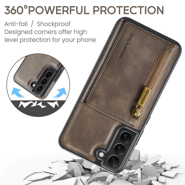 For Samsung Galaxy S22+ DG.MING M5 Series Zip RFID Multi Card Detachable Leather Phone Case(Coffee) - Galaxy S22+ 5G Cases by DG.MING | Online Shopping UK | buy2fix