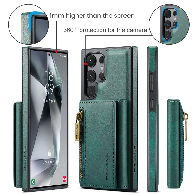 For Samsung Galaxy S24 Ultra 5G DG.MING M5 Series Zip RFID Multi Card Detachable Leather Phone Case(Green) - Galaxy S24 Ultra 5G Cases by DG.MING | Online Shopping UK | buy2fix