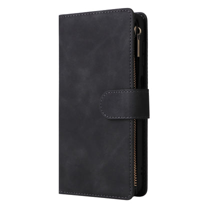 For Samsung Galaxy A15 5G Multifunctional Frosted Zipper Wallet Leather Phone Case(Black) - Galaxy Phone Cases by buy2fix | Online Shopping UK | buy2fix