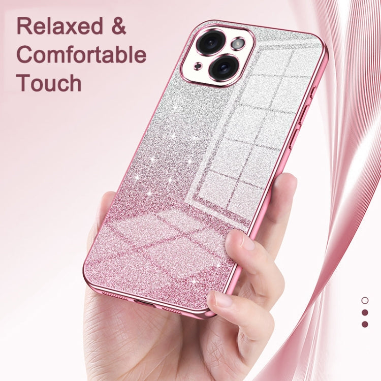 For iPhone 16 Pro Gradient Glitter Powder Electroplated Phone Case(Silver) - iPhone 16 Pro Cases by buy2fix | Online Shopping UK | buy2fix