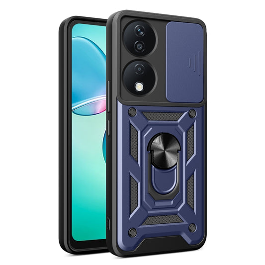 For Honor X7b Sliding Camera Cover Design TPU+PC Phone Case(Blue) - Honor Cases by buy2fix | Online Shopping UK | buy2fix