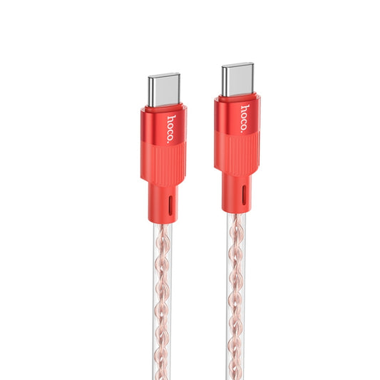hoco X99 Crystal Junction 60W USB-C / Type-C to USB-C / Type-C Silicone Charging Data Cable, Length:1m(Red) - USB-C & Type-C Cable by hoco | Online Shopping UK | buy2fix