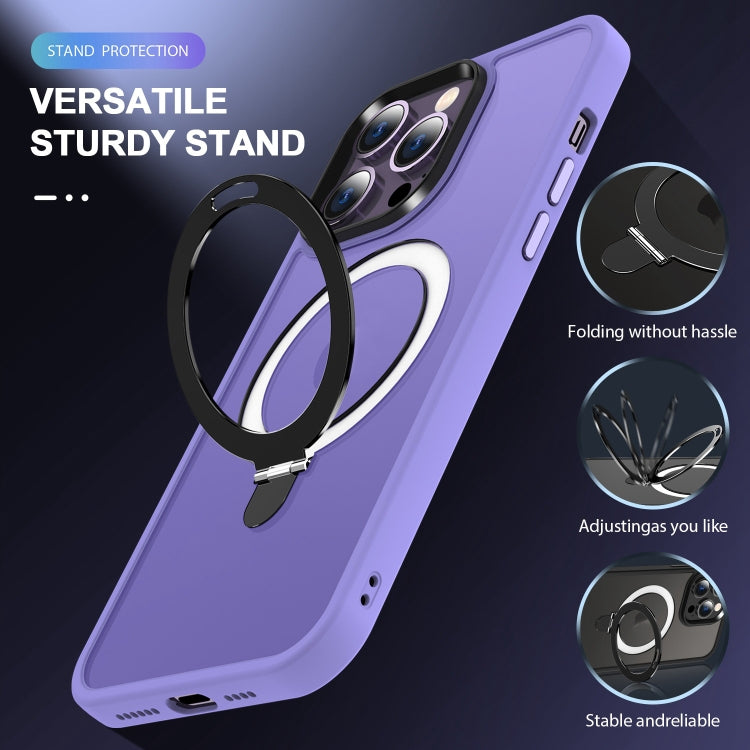 For iPhone 15 Plus MagSafe Holder Skin-feel PC Hybrid TPU Phone Case(Purple) - iPhone 15 Plus Cases by buy2fix | Online Shopping UK | buy2fix