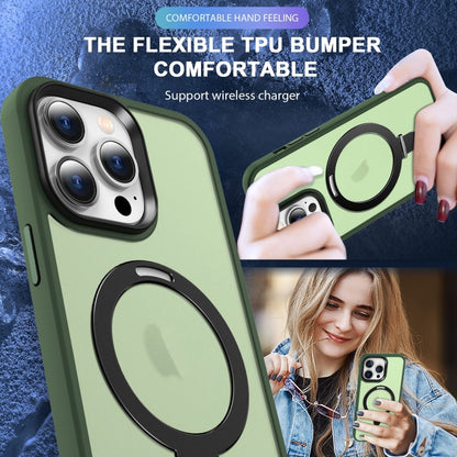 For iPhone 16 Pro Max Skin-feel MagSafe Holder PC Hybrid TPU Phone Case(Green) - iPhone 16 Pro Max Cases by buy2fix | Online Shopping UK | buy2fix