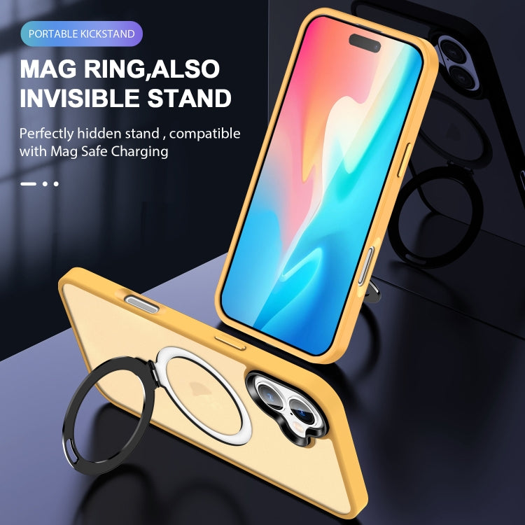 For iPhone 16 Skin-feel MagSafe Holder PC Hybrid TPU Phone Case(Orange) - iPhone 16 Cases by buy2fix | Online Shopping UK | buy2fix