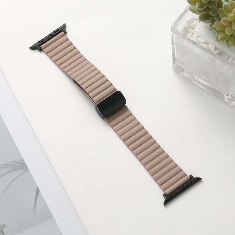 For Apple Watch Series 2 42mm Water Ripple Magnetic Folding Buckle Watch Band, Style: Bold Version(Khaki) - Watch Bands by buy2fix | Online Shopping UK | buy2fix