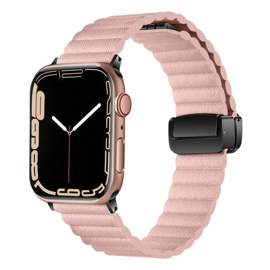 For Apple Watch Series 2 38mm Water Ripple Magnetic Folding Buckle Watch Band, Style: Bold Version(Pink) - Watch Bands by buy2fix | Online Shopping UK | buy2fix