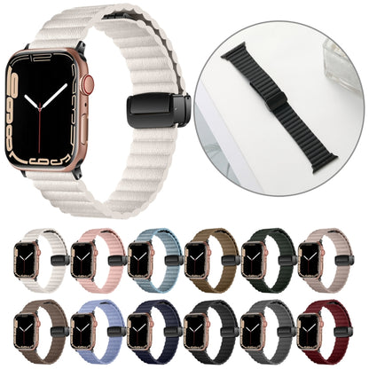 For Apple Watch Series 9 45mm Water Ripple Magnetic Folding Buckle Watch Band, Style: Bold Version(Brown) - Watch Bands by buy2fix | Online Shopping UK | buy2fix