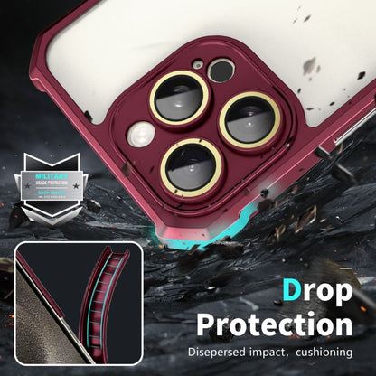 For iPhone 16 Pro Max Shockproof Acrylic Phone Case with Lens Glass Film(Wine Red) - iPhone 16 Pro Max Cases by buy2fix | Online Shopping UK | buy2fix