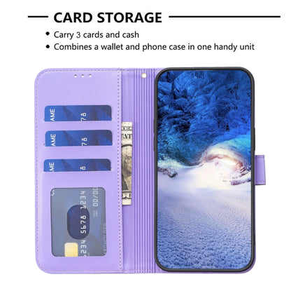 For iPhone 16 Pro Four-leaf Embossed Leather Phone Case(Purple) - iPhone 16 Pro Cases by buy2fix | Online Shopping UK | buy2fix