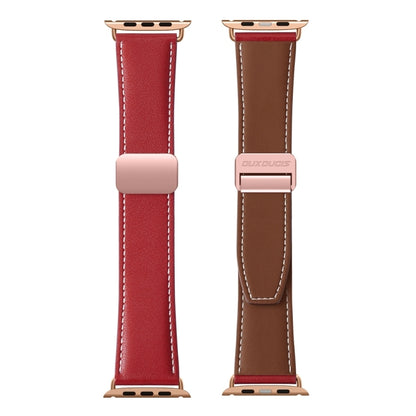 For Apple Watch Series 8 41mm DUX DUCIS YA Series Magnetic Buckle Genuine Leather Watch Band(Red) - Watch Bands by DUX DUCIS | Online Shopping UK | buy2fix