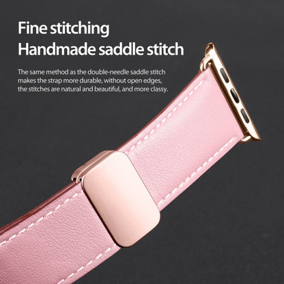 For Apple Watch Series 7 45mm DUX DUCIS YA Series Magnetic Buckle Genuine Leather Watch Band(Pink) - Watch Bands by DUX DUCIS | Online Shopping UK | buy2fix