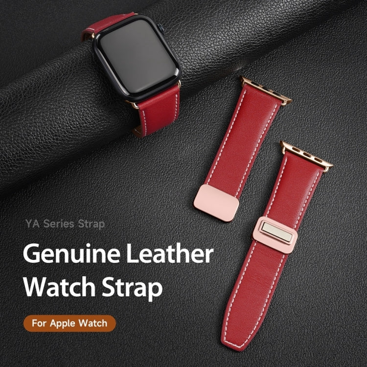 For Apple Watch Series 6 40mm DUX DUCIS YA Series Magnetic Buckle Genuine Leather Watch Band(Red) - Watch Bands by DUX DUCIS | Online Shopping UK | buy2fix