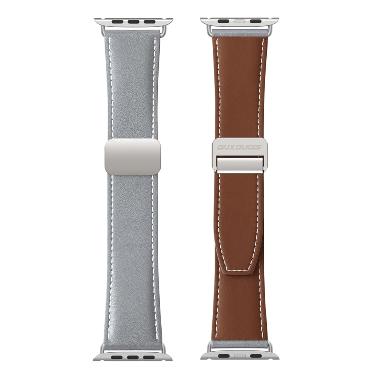 For Apple Watch Series 4 44mm DUX DUCIS YA Series Magnetic Buckle Genuine Leather Watch Band(Grey) - Watch Bands by DUX DUCIS | Online Shopping UK | buy2fix