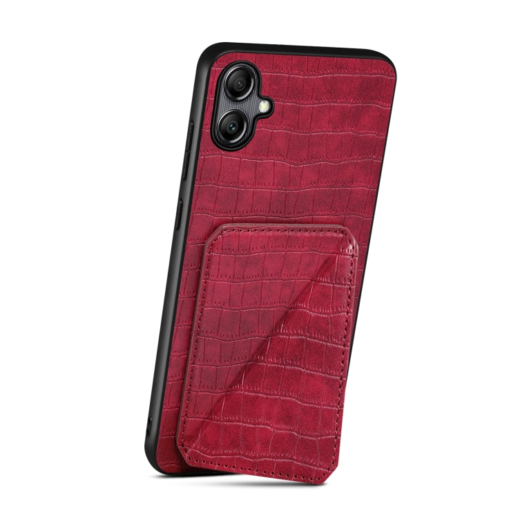 For Samsung Galaxy A05s Denior Imitation Crocodile Leather Back Phone Case with Holder(Rose Red) - Galaxy Phone Cases by Denior | Online Shopping UK | buy2fix