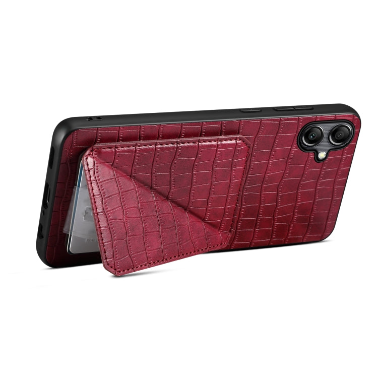 For Samsung Galaxy A32 5G Denior Imitation Crocodile Leather Back Phone Case with Holder(Rose Red) - Galaxy Phone Cases by Denior | Online Shopping UK | buy2fix