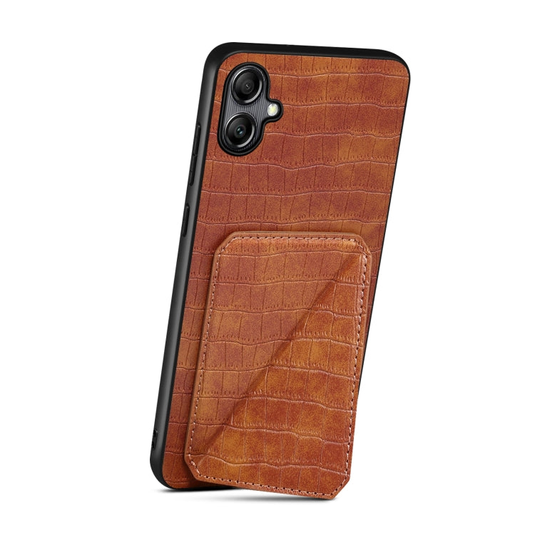 For Samsung Galaxy A51 5G Denior Imitation Crocodile Leather Back Phone Case with Holder(Brown) - Galaxy Phone Cases by Denior | Online Shopping UK | buy2fix