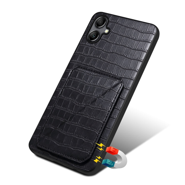 For Samsung Galaxy S23 5G Denior Imitation Crocodile Leather Back Phone Case with Holder(Black) - Galaxy S23 5G Cases by Denior | Online Shopping UK | buy2fix