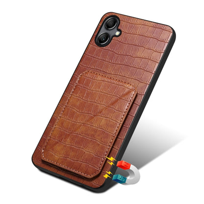 For Samsung Galaxy S24 5G Denior Imitation Crocodile Leather Back Phone Case with Holder(Brown) - Galaxy S24 5G Cases by Denior | Online Shopping UK | buy2fix