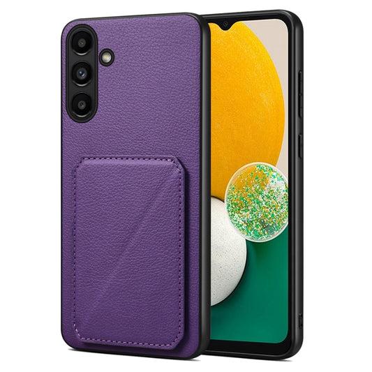 For Samsung Galaxy A13 5G Denior Imitation Calf Leather Back Phone Case with Holder(Purple) - Galaxy Phone Cases by Denior | Online Shopping UK | buy2fix