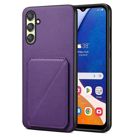 For Samsung Galaxy A14 5G / 4G Denior Imitation Calf Leather Back Phone Case with Holder(Purple) - Galaxy Phone Cases by Denior | Online Shopping UK | buy2fix
