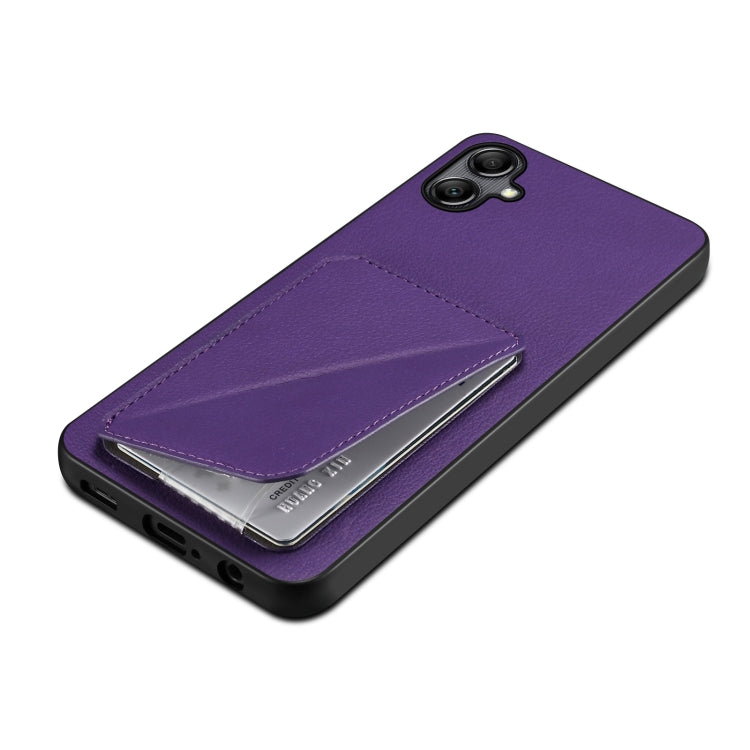 For Samsung Galaxy A33 Denior Imitation Calf Leather Back Phone Case with Holder(Purple) - Galaxy Phone Cases by Denior | Online Shopping UK | buy2fix