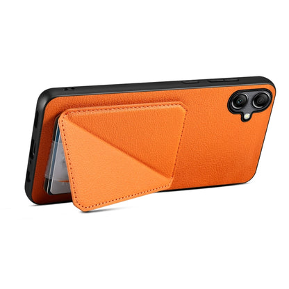 For Samsung Galaxy S21 FE 5G Denior Imitation Calf Leather Back Phone Case with Holder(Orange) - Galaxy Phone Cases by Denior | Online Shopping UK | buy2fix