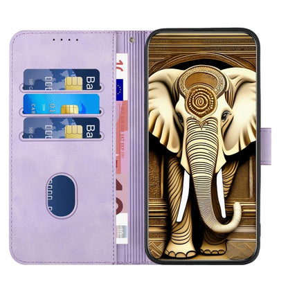 For Samsung Galaxy S23 Ultra 5G YX0060 Elephant Head Embossed Phone Leather Case with Lanyard(Light Purple) - Galaxy S23 Ultra 5G Cases by buy2fix | Online Shopping UK | buy2fix