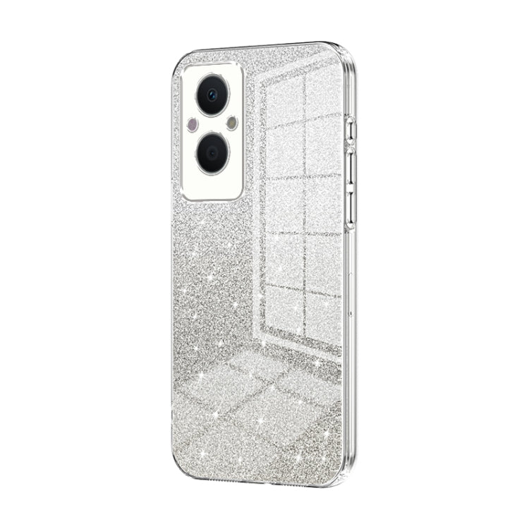For OPPO Reno7 Z 5G / F21 Pro 5G Gradient Glitter Powder Electroplated Phone Case(Transparent) - OPPO Cases by buy2fix | Online Shopping UK | buy2fix