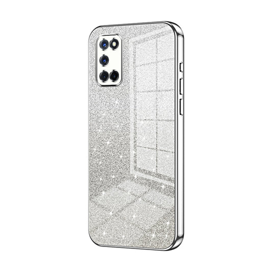 For OPPO A52 / A72 / A92 Gradient Glitter Powder Electroplated Phone Case(Silver) - OPPO Cases by buy2fix | Online Shopping UK | buy2fix