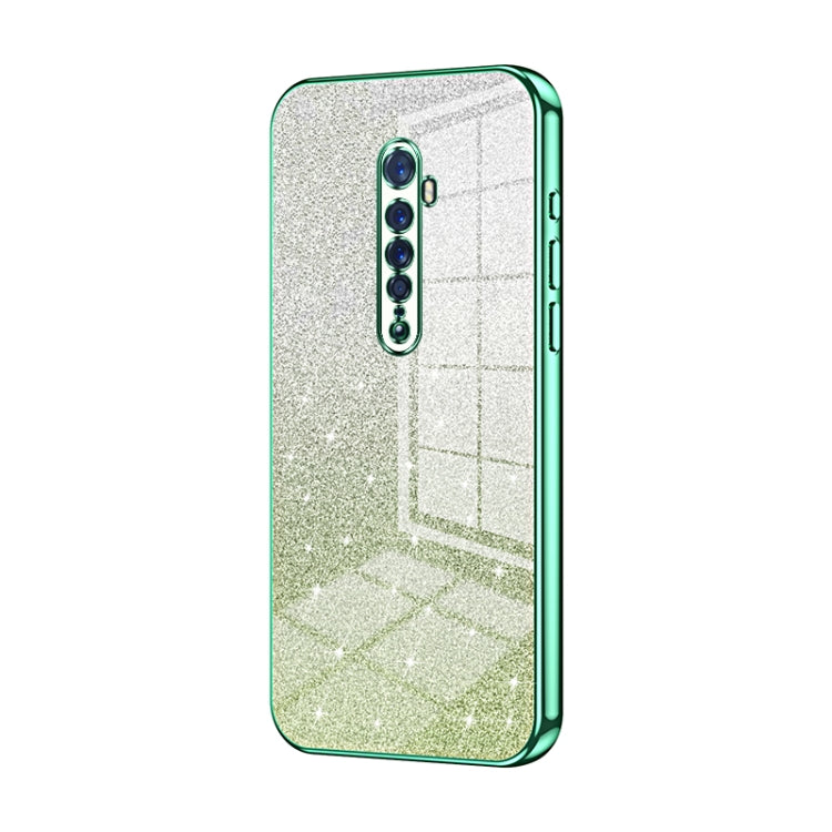 For OPPO Reno2 Gradient Glitter Powder Electroplated Phone Case(Green) - OPPO Cases by buy2fix | Online Shopping UK | buy2fix