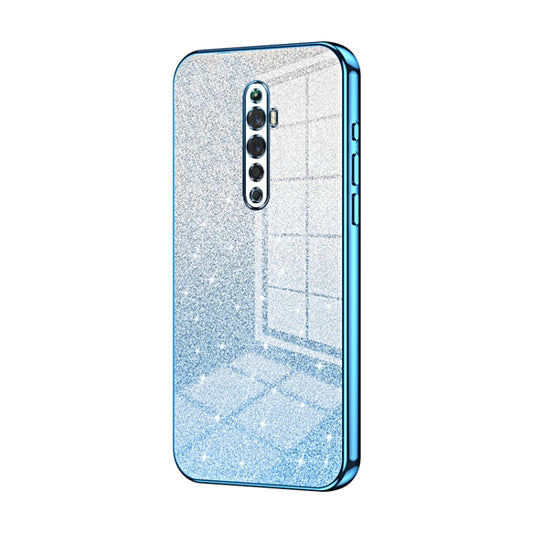 For OPPO Reno2 Z / Reno2 F Gradient Glitter Powder Electroplated Phone Case(Blue) - OPPO Cases by buy2fix | Online Shopping UK | buy2fix