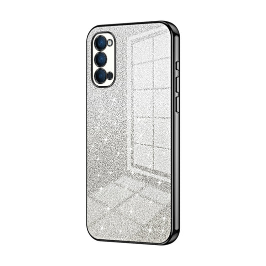 For OPPO Reno4 Gradient Glitter Powder Electroplated Phone Case(Black) - OPPO Cases by buy2fix | Online Shopping UK | buy2fix