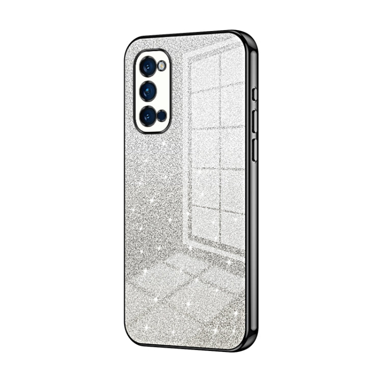 For OPPO Reno4 Pro Gradient Glitter Powder Electroplated Phone Case(Black) - OPPO Cases by buy2fix | Online Shopping UK | buy2fix