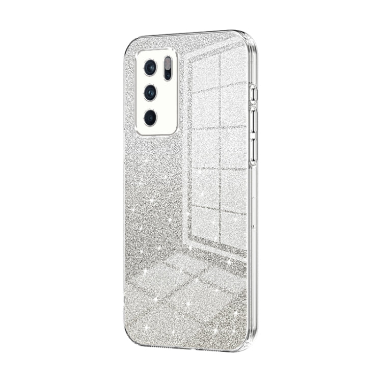 For OPPO Reno6 Pro Indian  Gradient Glitter Powder Electroplated Phone Case(Transparent) - OPPO Cases by buy2fix | Online Shopping UK | buy2fix