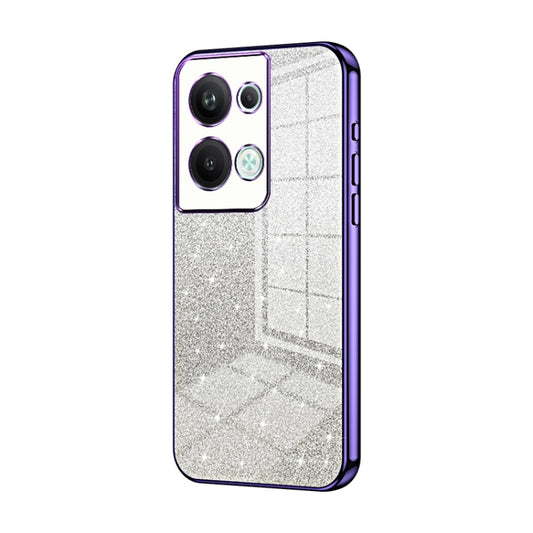 For OPPO Reno9 Pro+ Gradient Glitter Powder Electroplated Phone Case(Purple) - OPPO Cases by buy2fix | Online Shopping UK | buy2fix