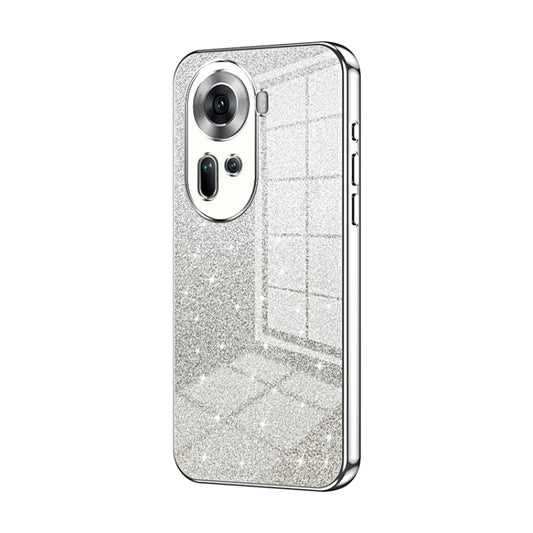 For OPPO Reno11 Global Gradient Glitter Powder Electroplated Phone Case(Silver) - Reno11 Cases by buy2fix | Online Shopping UK | buy2fix