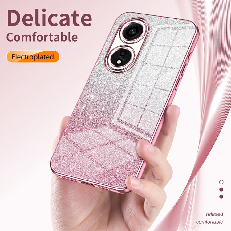 For OPPO Reno8 Pro Gradient Glitter Powder Electroplated Phone Case(Silver) - OPPO Cases by buy2fix | Online Shopping UK | buy2fix