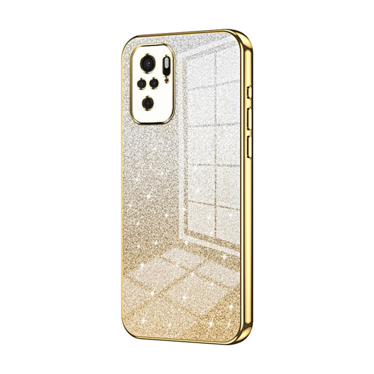 For Xiaomi Redmi Note 10/Note 10S Gradient Glitter Powder Electroplated Phone Case(Gold) - Xiaomi Cases by buy2fix | Online Shopping UK | buy2fix