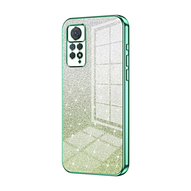 For Xiaomi Redmi Note 11 Pro 4G/5G Global Gradient Glitter Powder Electroplated Phone Case(Green) - Xiaomi Cases by buy2fix | Online Shopping UK | buy2fix