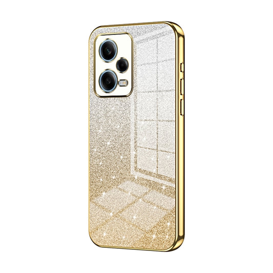 For Xiaomi Redmi Note 12 Pro 5G Gradient Glitter Powder Electroplated Phone Case(Gold) - Xiaomi Cases by buy2fix | Online Shopping UK | buy2fix