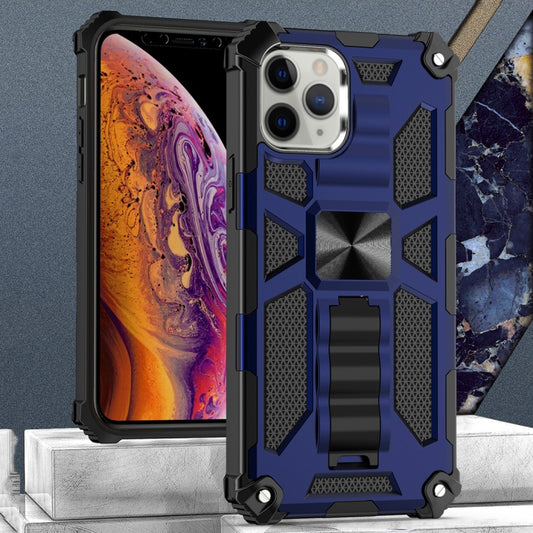 For iPhone 12 / 12 Pro Armor Shockproof TPU + PC Magnetic Protective Case with Holder(Blue) - iPhone 12 / 12 Pro Cases by buy2fix | Online Shopping UK | buy2fix